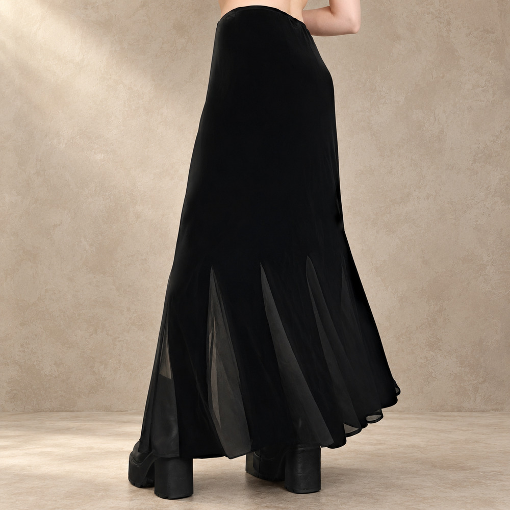 Vintage Velvet Sheer Maxi Skirt MSK Evening Size 14 Y2k 90s Whimsigoth Witchy